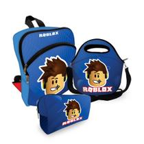 Kit Escolar Mochila + Lancheira + Estojo Roblox Boy Kit Escolar Mochila + Lancheira + Estojo Roblox Boy