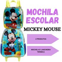 Kit Escolar Mochila + Lancheira Térmica Mickey Mouse Xeryus Casa Magica Desenho Personagem Infantil Meninos