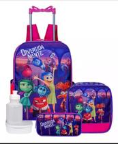 Kit Escolar Mochila Lilás Divertidamente De Carrinho Com Estojo e Lancheira Térmica