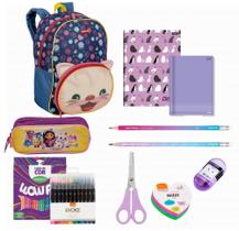 Kit Escolar - Mochila, Material e Acessórios - Tema Gatinhos