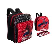 Kit Escolar Mochila Pequena Com Estojo E Lancheira Spider