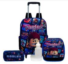 Kit Escolar Mochila Roblox De Carrinho Com Estojo e Lancheira Térmica