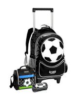 Kit Escolar Mochila Rodas + Lancheira + Estojo Bola Futebol Kit Escolar Mochila Rodas + Lancheira + Estojo Bola Futebol