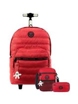 Kit Escolar Mochila Rodas+Lancheira+Estojo Vermelho Minnie Kit Escolar Mochila Rodas+Lancheira+Estojo Vermelho Minnie