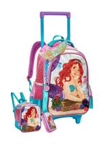 Kit Escolar Mochila Rodas Lancheira Térmica Estojo Sereia 3D