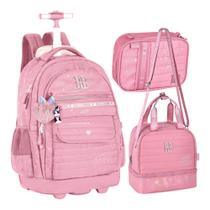 Kit Escolar Mochila Rodinha com Estampa holográfica + Lancheira + Estojo Rebecca Bonbon - Clio Style