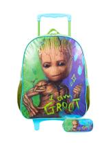 Kit Escolar Mochila Rodinha +Estojo Groot Guardiões Original Kit Escolar Mochila Rodinha +Estojo Groot Guardiões Original