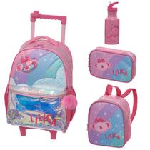 Kit Escolar Mochila Rodinha Lancheira Costas Estojo Box Garrafinha Lilica Ripilica Original Super Star