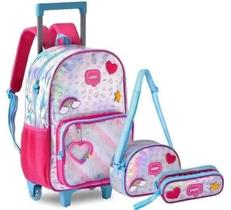 Kit Escolar Mochila Rodinha Lancheira e Estojo Happy Clio Kit Escolar Mochila Rodinha Lancheira e Estojo Happy Clio