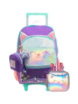 Kit Escolar Mochila Rodinha+Lancheira Gatinho Glitter