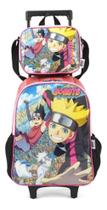 Kit Escolar Mochila Rodinhas + Lancheira Boruto - Vermelho