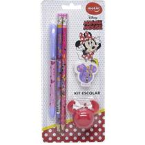 Kit Escolar Molin do Brasil Minnie com Caneta 2 Lápis Borracha e Apontador