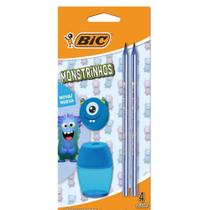 Kit Escolar Monstrinho Azul com Lápis, Borracha e Apontador (blister)