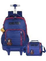 Kit Escolar One Piece Mochila Rodas + Lancheira Térmica Az Kit Escolar One Piece Mochila Rodas + Lancheira Térmica Az