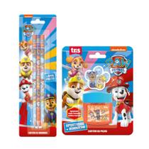 Kit Escolar Patrulha Canina 3 Lápis + Apontador + Borracha Tris