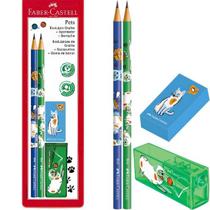 Kit Escolar Pets Verde E Azul 4 Peças Faber Castell Kit Escolar Pets Verde E Azul 4 Peças Faber Castell