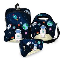 Kit Escolar Plus com Mochila Plus + Lancheira + Necessaire Plus ISOPRENE Astronauta