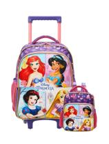 Kit Escolar Princesas Mochila Rodas G + Lancheira Térmica