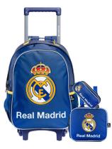 Kit Escolar Real Madrid Mochila Rodas + Lancheira + Estojo Kit Escolar Real Madrid Mochila Rodas + Lancheira + Estojo