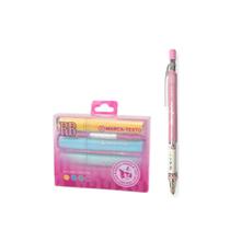 Kit Escolar Rebecca Bonbon Lapiseira 2.0 e Marca-Textos Em Tons Pastéis Com Glitter Ideal Para Destacar Escolar Skypaper