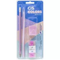 Kit Escolar Rosa Cis Colors (Caneta, Lápis, Borracha, Apontador) 4 peças Kit Escolar Rosa Cis Colors (Caneta, Lápis, Borracha, Apontador) 4 peças