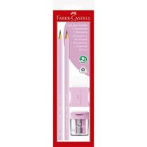 Kit Escolar Rosa Pastel C/ Borracha-Aponta Kit Escolar Rosa Pastel C/ Borracha-Aponta