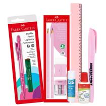 Kit Escolar Rosa Pastel Menina 10 itens Lapiseira Lápis Borracha Régua Marca Texto Volta as Aulas Ensino Médio Kit Escolar Rosa Pastel Menina 10 itens Lapiseira Lápis Borracha Régua Marca Texto Volta as Aulas Ensino Médio