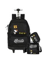 Kit Escolar Snoopy Mochila Roda + Lancheira + Estojo - Preto