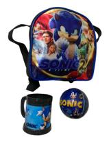 Kit Escolar Sonic 3 Peças Lancheira Caneca E Bola Kit Escolar Sonic 3 Peças Lancheira Caneca E Bola