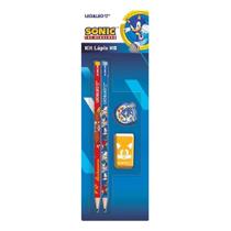 Kit Escolar Sonic Contém 4 Itens Decorados - Leo&Leo Lápis Borracha Apontador Escolar Sonic