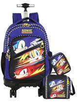 Kit Escolar Sonic Mochila Rodinha + Lancheira Estojo Box Az Kit Escolar Sonic Mochila Rodinha + Lancheira Estojo Box Az