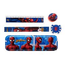 Kit Escolar Spider Man 7Pcs C/Estojo Metal