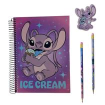 Kit Escolar Stitch Caderno 160F 10M + 2 Lápis + 1 Borracha