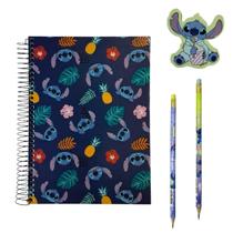 Kit Escolar Stitch Caderno 160F 10M + 2 Lápis + 1 Borracha