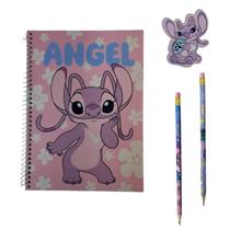 Kit Escolar Stitch Caderno 80F 1 Matéria+2 Lápis+1 Borracha