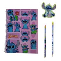 Kit Escolar Stitch Caderno 80F 1 Matéria+2 Lápis+1 Borracha Kit Escolar Stitch Caderno 80F 1 Matéria+2 Lápis+1 Borracha