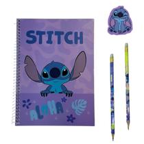 Kit Escolar Stitch Caderno 80F 1 Matéria+2 Lápis+1 Borracha