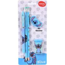 Kit Escolar STITCH com 1 Caneta, 2 Lápis, 1 Borracha e 1 Apontador