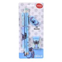 Kit Escolar Stitch com 5 unidades (caneta, 2 lápis, borracha apontador) - Molin