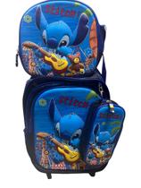 Kit Escolar Stitch: Mochila de Rodinhas + Lancheira + Estojo