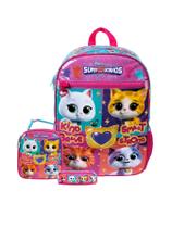 Kit Escolar Super Gatinhos Mochila Costas Lancheira Estojo