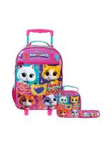 Kit Escolar Super Gatinhos Mochila De Rodas Lancheira Estojo