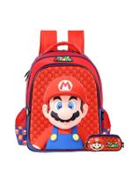 Kit Escolar Super Mario Mochila + Estojo Triplo - Azul