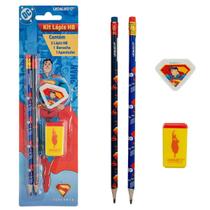 Kit Escolar Superman 2 Lápis/Apontador/Borracha - Leo&Leo Kit Escolar Superman 2 Lápis/Apontador/Borracha - Leo&Leo