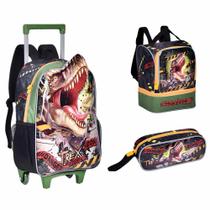 Kit Escolar - T-Rex Attack - Mochila + Lancheira + Estojo - Clio Style