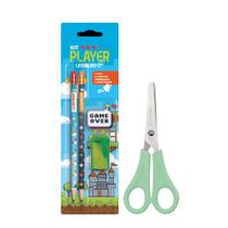 Kit Escolar Tema Gamer Com 2 Lapis + Borracha + Apontador + Tesoura - Leo E Leo Kit Escolar Tema Gamer Com 2 Lapis + Borracha + Apontador + Tesoura - Leo E Leo