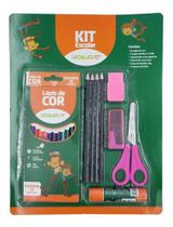 Kit Escolar Tesoura Borracha Cola Lápis Apontador 9 Peças Kit Escolar Tesoura Borracha Cola Lápis Apontador 9 Peças