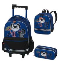 Kit Escolar Tigor T. Tigre 2025 Original Pacific, Mochila De Rodinhas + Lancheira + Estojo Duplo