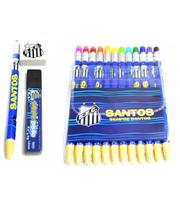 KIT Escolar Time Santos 14pc Lapiseira Preta Color Apontador