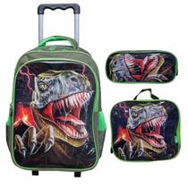 Kit Escolar TRex para Meninos Mochila Alça de Costas + Lancheira + Estojo Reforçada Resistente 17 - TRex Attack Kit Escolar TRex para Meninos Mochila Alça de Costas + Lancheira + Estojo Reforçada Resistente 17 - TRex Attack